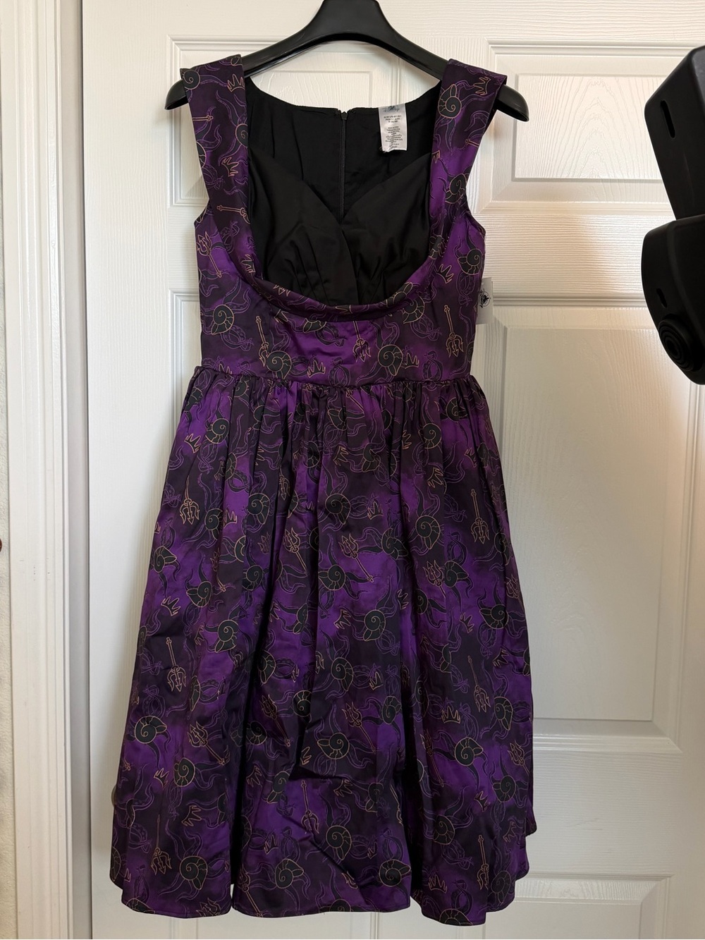 Disney Purple and Black Floral-Accent Midi Dress
